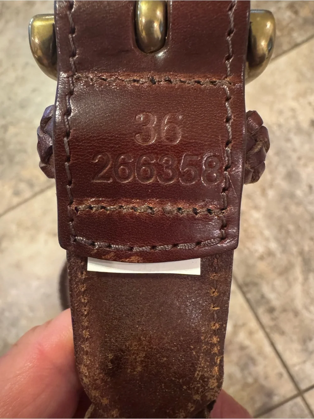 L.L.Bean braided leather belt with a gold-tone brass buckle 36” brown